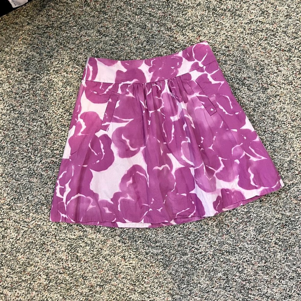 J. Crew skirt with Purple and White floral pattern, knee length